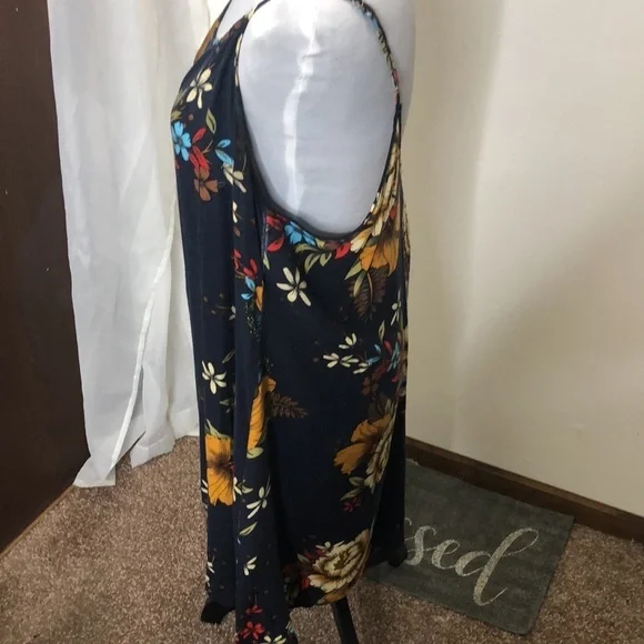 Ms basic dark blue floral spaghetti strap dress size XL​ - Picture 4 of 10
